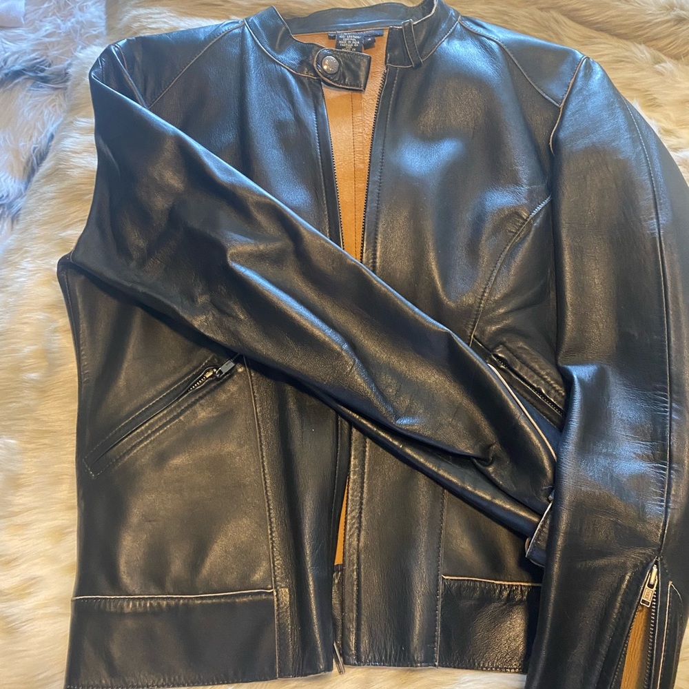 BCBG leather jacket. Beautiful light weight buttery soft leather jacket.